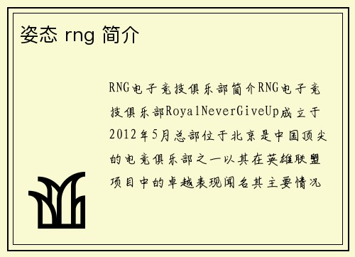 姿态 rng 简介